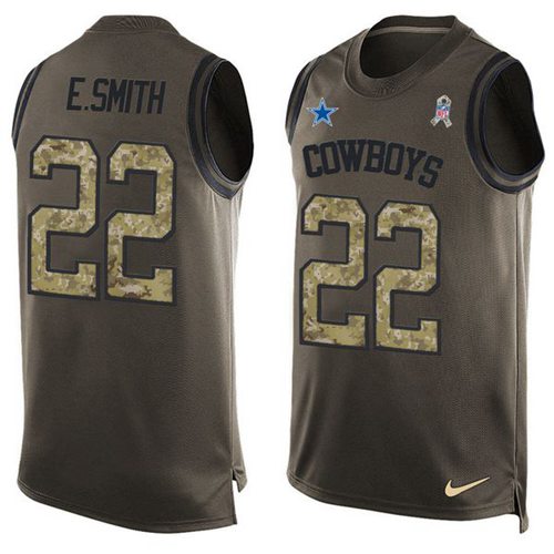Cowboys #22 Emmitt Smith Green Men's Stitched Limited Salute To Service Tank Top Jersey cheap jerseys for sale - CheapJerseys.Shop