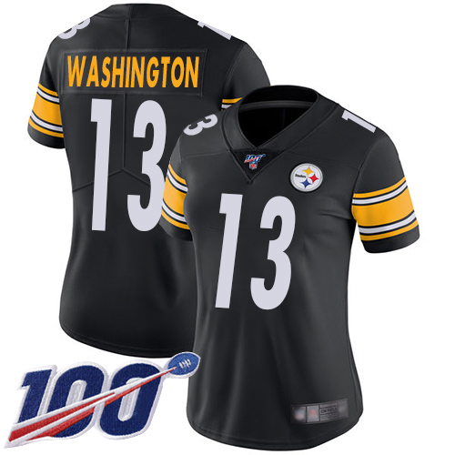 Pittsburgh Steelers #13 James Washington Black Team Color Women's Stitched 100th Season Vapor Limited Jersey Womens cheap jerseys for sale - CheapJerseys.Shop