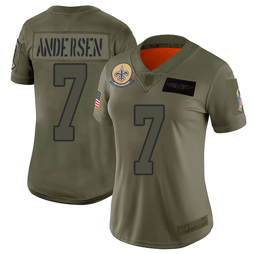 New Orleans Saints #7 Morten Andersen Camo Women's Stitched Limited 2019 Salute to Service Jersey Womens cheap jerseys for sale - CheapJerseys.Shop