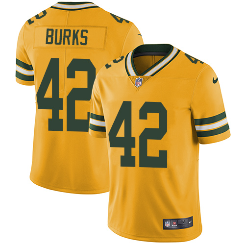 Green Bay Packers #42 Oren Burks Yellow Men's Stitched Limited Rush Jersey Men's cheap jerseys for sale - CheapJerseys.Shop