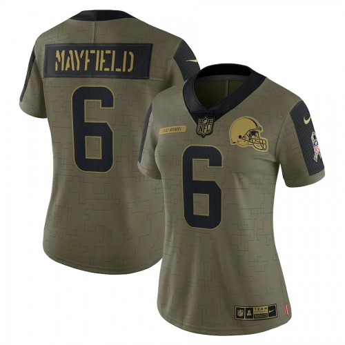 Cleveland Cleveland Browns #6 Baker Mayfield Olive Women's 2021 Salute To Service Limited Player Jersey Womens cheap jerseys for sale - CheapJerseys.Shop