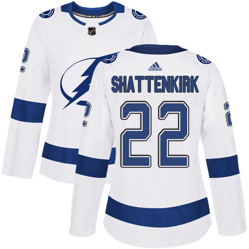 Tampa Bay Lightning #22 Kevin Shattenkirk White Road Authentic Women's Stitched Jersey Womens cheap jerseys for sale - CheapJerseys.Shop