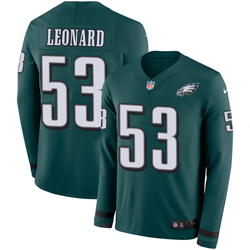 Eagles #53 Shaquille Leonard Green Team Color Youth Stitched Limited Therma Long Sleeve Jersey cheap jerseys for sale - CheapJerseys.Shop