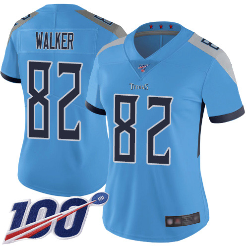 Tennessee Titans #82 Delanie Walker Light Blue Alternate Women's Stitched 100th Season Vapor Limited Jersey Womens cheap jerseys for sale - CheapJerseys.Shop
