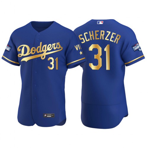 Los Angeles Los Angeles Dodgers #31 Max Scherzer Men's Authentic 2021 Gold Program World Series Champions Jersey Royal Men's cheap jerseys for sale - CheapJerseys.Shop