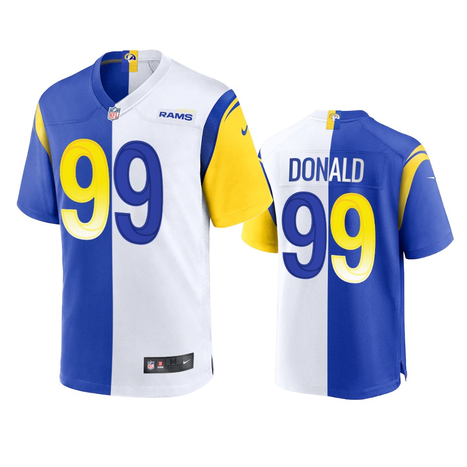 Los Angeles Rams #99 Aaron Donald Men's Royal White Split Game Limited Jersey cheap jerseys for sale - CheapJerseys.Shop