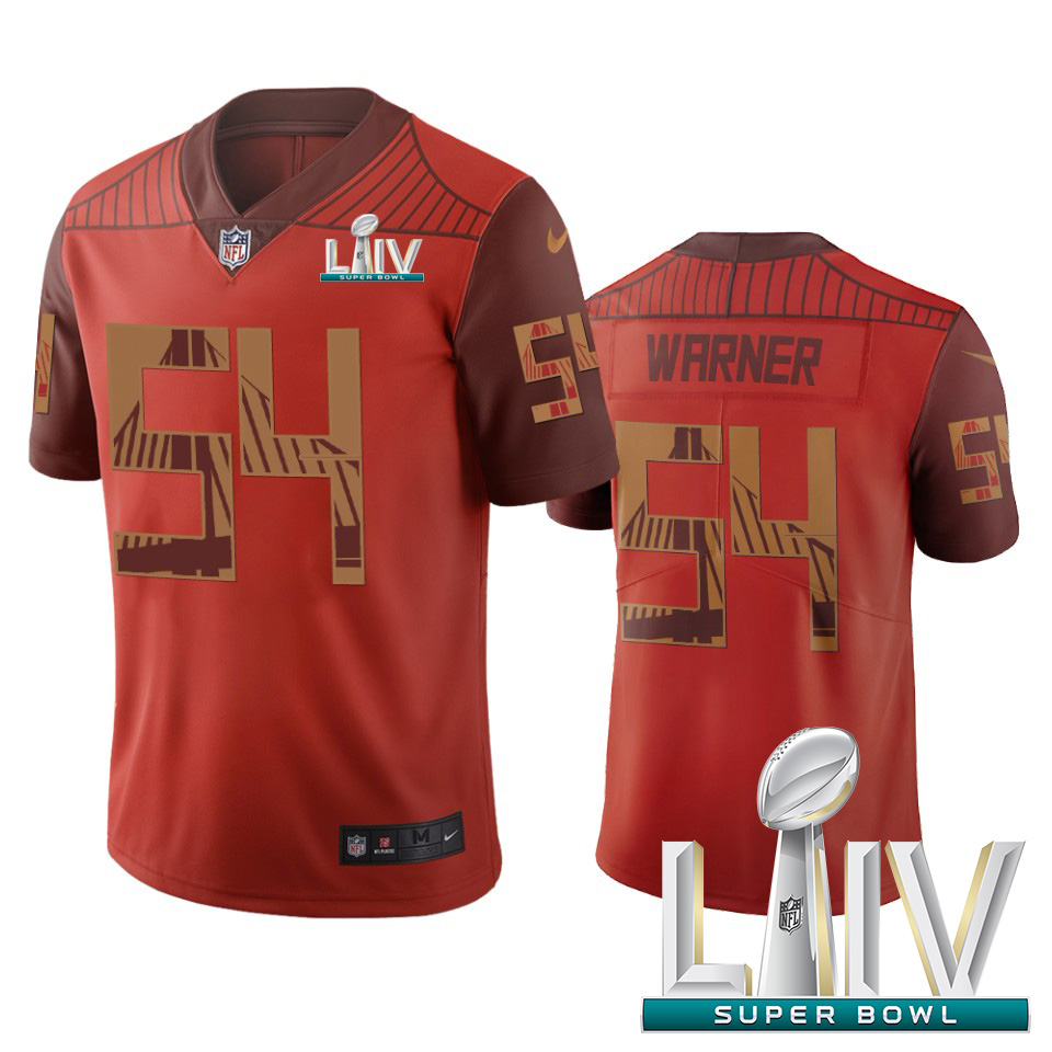 San Francisco 49ers #54 Fred Warner Orange Super Bowl LIV 2020 Vapor Limited City Edition Jersey cheap jerseys for sale - CheapJerseys.Shop