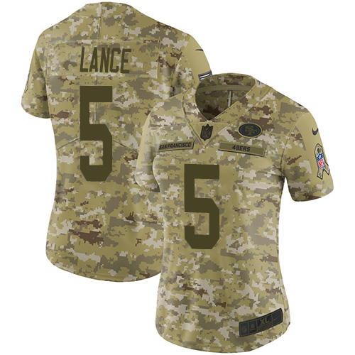 San Francisco 49ers #5 Trey Lance Camo Women's Stitched Limited 2018 Salute To Service Jersey cheap jerseys for sale - CheapJerseys.Shop