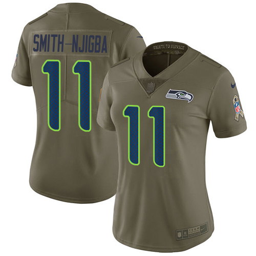 Seahawks #11 Jaxon Smith-Njigba Olive Women's Stitched Limited 2017 Salute To Service Jersey cheap jerseys for sale - CheapJerseys.Shop