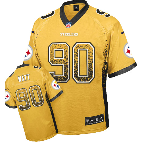 Steelers #90 T. J. Watt Gold Men's Stitched Elite Drift Fashion Jersey cheap jerseys for sale - CheapJerseys.Shop