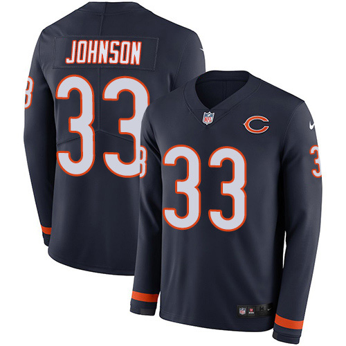 Chicago Bears #33 Jaylon Johnson Navy Blue Team Color Men's Stitched Limited Therma Long Sleeve Jersey Men's cheap jerseys for sale - CheapJerseys.Shop