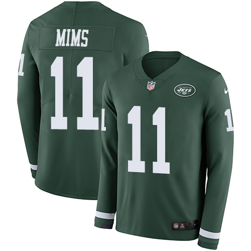 New York Jets #11 Denzel Mim Green Team Color Men's Stitched Limited Therma Long Sleeve Jersey Men's cheap jerseys for sale - CheapJerseys.Shop