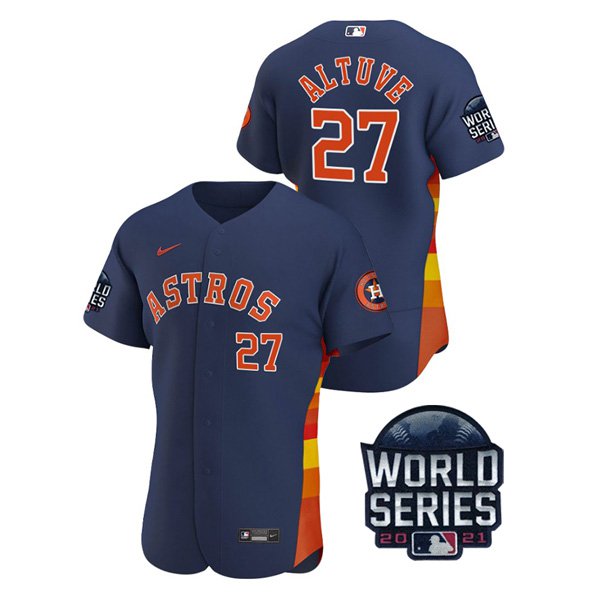Houston Astros #27 Jose Altuve Men's 150th Anniversary 2021 World Series Authentic Jersey - Navy cheap jerseys for sale - CheapJerseys.Shop