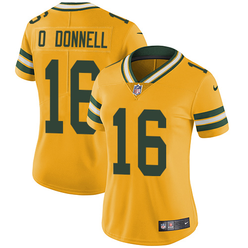 Packers #16 Pat O'Donnell Yellow Women's 100th Season Stitched Limited Rush Jersey cheap jerseys for sale - CheapJerseys.Shop