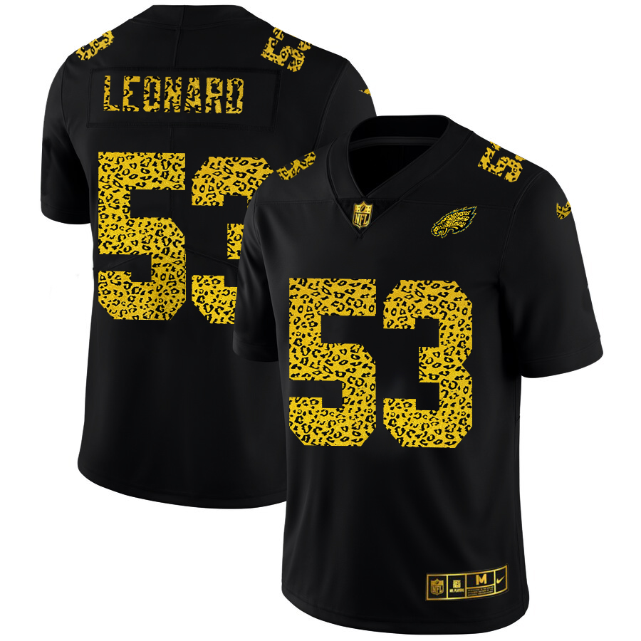 Philadelphia Eagles #53 Shaquille Leonard Men's Leopard Print Fashion Vapor Limited Jersey Black cheap jerseys for sale - CheapJerseys.Shop