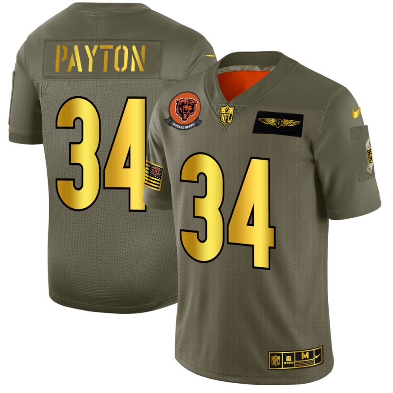 Chicago Bears #34 Walter Payton Men's Olive Gold 2019 Salute To Service Limited Jersey cheap jerseys for sale - CheapJerseys.Shop