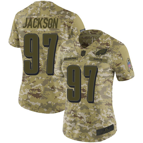 Philadelphia Eagles #97 Malik Jackson Camo Women's Stitched Limited 2018 Salute to Service Jersey Womens cheap jerseys for sale - CheapJerseys.Shop