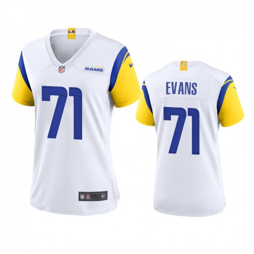 Los Angeles Los Angeles Rams #71 Bobby Evans Women's Alternate Game Jersey - White Womens cheap jerseys for sale - CheapJerseys.Shop