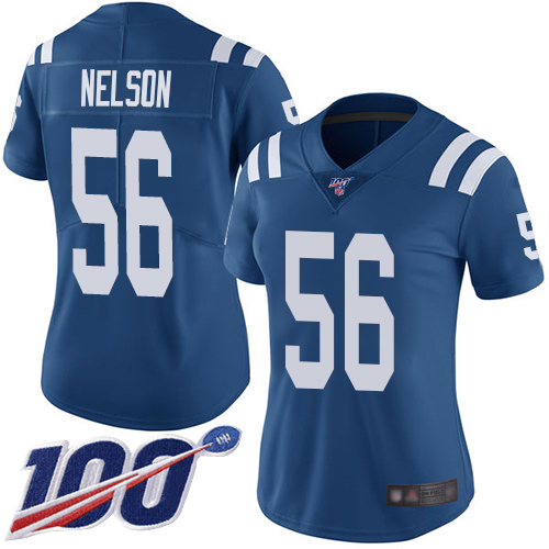 Colts #56 Quenton Nelson Royal Blue Team Color Women's Stitched 100th Season Vapor Limited Jersey cheap jerseys for sale - CheapJerseys.Shop