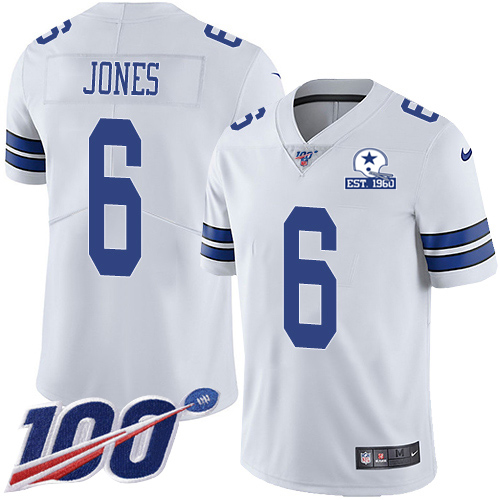Dallas Cowboys #6 Chris Jones White Men's Stitched With Established In 1960 Patch 100th Season Vapor Untouchable Limited Jersey Men's cheap jerseys for sale - CheapJerseys.Shop