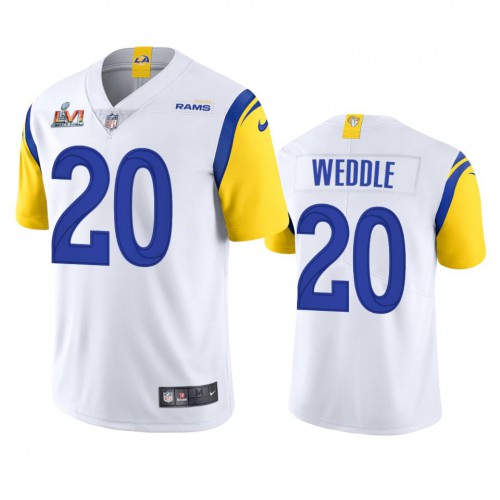 Los Angeles Los Angeles Rams #20 Eric Weddle Men's Super Bowl LVI Patch Alternate Vapor Limited Jersey - White Men's cheap jerseys for sale - CheapJerseys.Shop