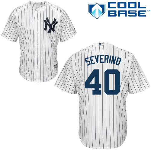 New York Yankees #40 Luis Severino White Strip New Cool Base Stitched Jersey Men's cheap jerseys for sale - CheapJerseys.Shop