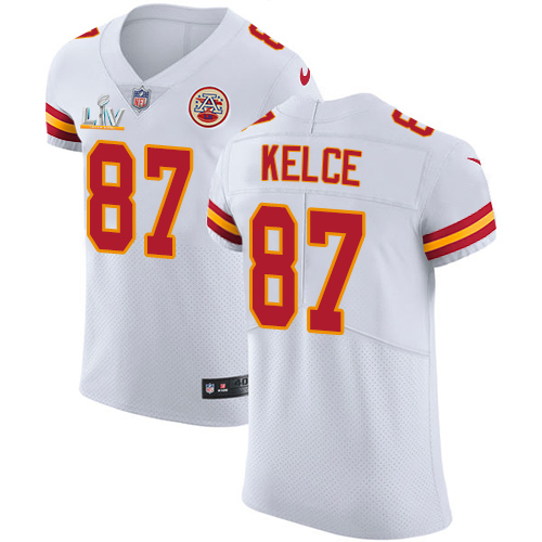Chiefs #87 Travis Kelce White Men's Super Bowl LV Bound Stitched New Elite Jersey cheap jerseys for sale - CheapJerseys.Shop