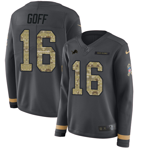 Detroit Lions #16 Jared Goff Anthracite Salute To Service Women's Stitched Limited Therma Long Sleeve Jersey cheap jerseys for sale - CheapJerseys.Shop