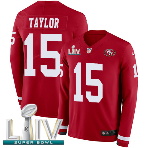 San Francisco 49ers #15 Trent Taylor Red Super Bowl LIV 2020 Team Color Men's Stitched Limited Therma Long Sleeve Jersey Men's cheap jerseys for sale - CheapJerseys.Shop
