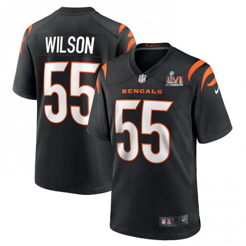Cincinnati Cincinnati Bengals #55 Logan Wilson Black Super Bowl LVI Patch Game Jersey Men's cheap jerseys for sale - CheapJerseys.Shop