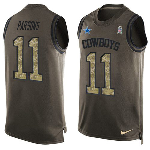 Cowboys #11 Micah Parsons Green Men's Stitched Limited Salute To Service Tank Top Jersey cheap jerseys for sale - CheapJerseys.Shop