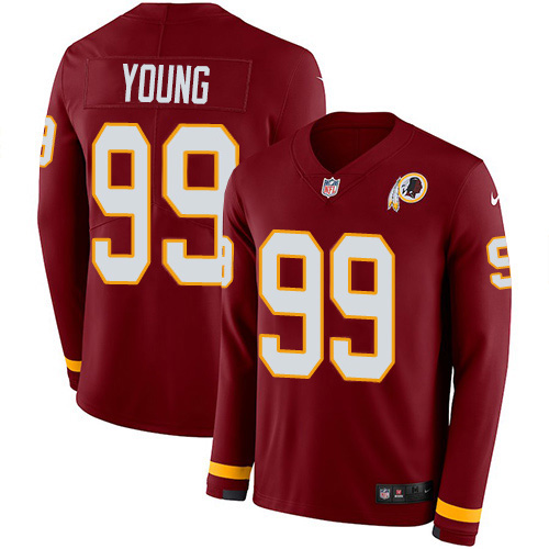 Commanders #99 Chase Young Burgundy Red Team Color Youth Stitched Limited Therma Long Sleeve Jersey cheap jerseys for sale - CheapJerseys.Shop