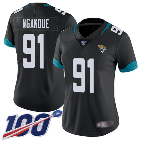 Jacksonville Jaguars #91 Yannick Ngakoue Black Team Color Women's Stitched 100th Season Vapor Limited Jersey Womens cheap jerseys for sale - CheapJerseys.Shop