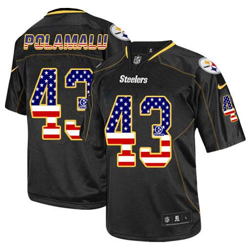 Steelers #43 Troy Polamalu Black Men's Stitched Elite USA Flag Fashion Jersey cheap jerseys for sale - CheapJerseys.Shop