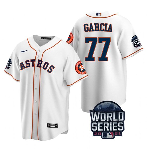 Houston Astros #77 Luis Garcia Men's 150th Anniversary 2021 World Series Game Jersey - White cheap jerseys for sale - CheapJerseys.Shop