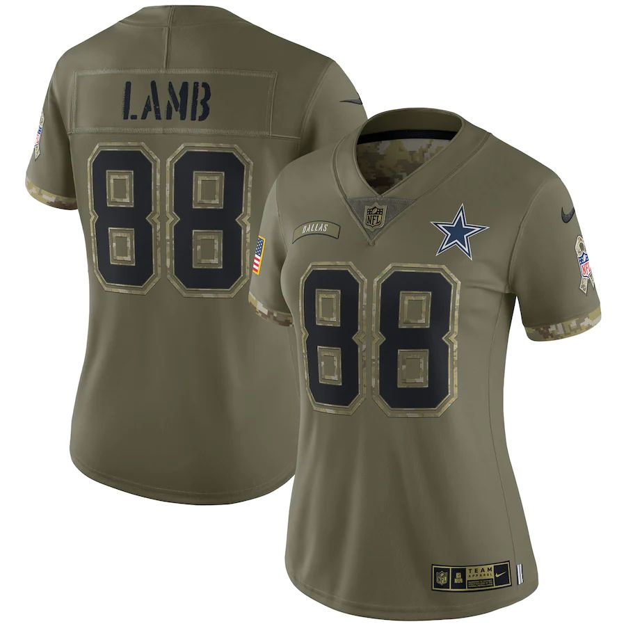 Dallas Cowboys #88 Ceedee Lamb Women's 2022 Salute To Service Limited Jersey - Olive cheap jerseys for sale - CheapJerseys.Shop