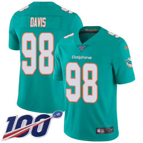 Miami Dolphins #98 Raekwon Davis Aqua Green Team Color Men's Stitched 100th Season Vapor Untouchable Limited Jersey Men's cheap jerseys for sale - CheapJerseys.Shop