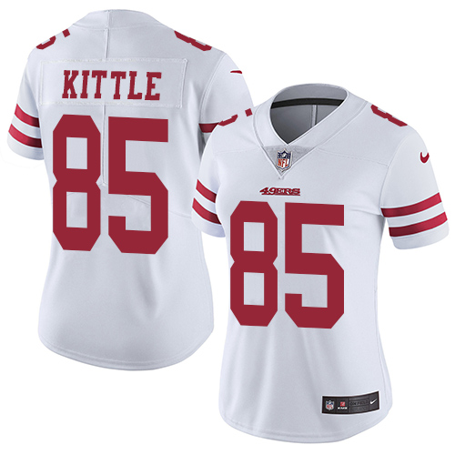 49ers #85 George Kittle White Women's Stitched Vapor Untouchable Limited Jersey cheap jerseys for sale - CheapJerseys.Shop