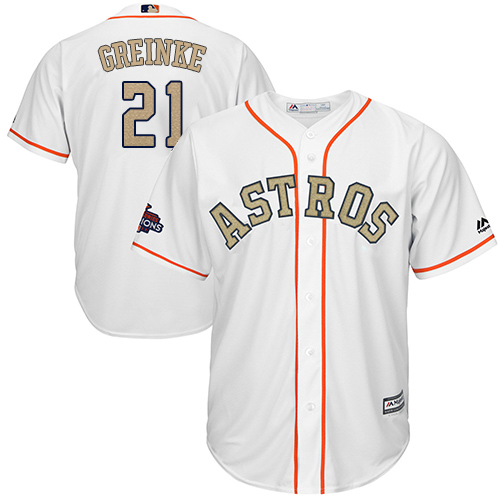 Houston Astros #21 Zack Greinke White 2018 Gold Program Cool Base Stitched Jersey Men's cheap jerseys for sale - CheapJerseys.Shop