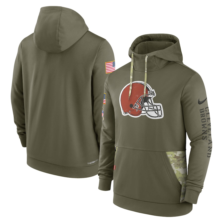 Cleveland Browns 2022 Salute To Service Therma Performance Pullover Hoodie - Olive cheap jerseys for sale - CheapJerseys.Shop