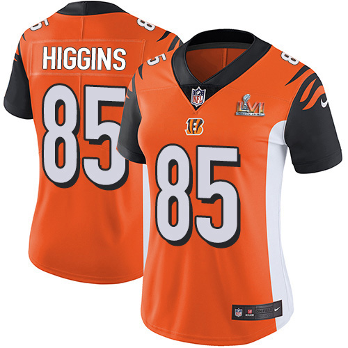 Bengals #85 Tee Higgins Orange Alternate Super Bowl LVI Patch Women's Stitched Vapor Untouchable Limited Jersey cheap jerseys for sale - CheapJerseys.Shop