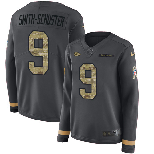 Chiefs #9 JuJu Smith-Schuster Anthracite Salute To Service Women's Stitched Limited Therma Long Sleeve Jersey cheap jerseys for sale - CheapJerseys.Shop