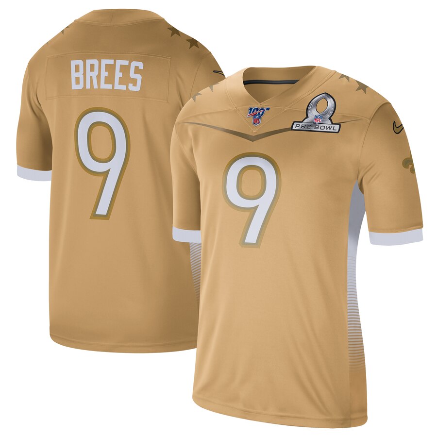 New Orleans Saints #9 Drew Brees 2020 NFC Pro Bowl Game Jersey Gold cheap jerseys for sale - CheapJerseys.Shop