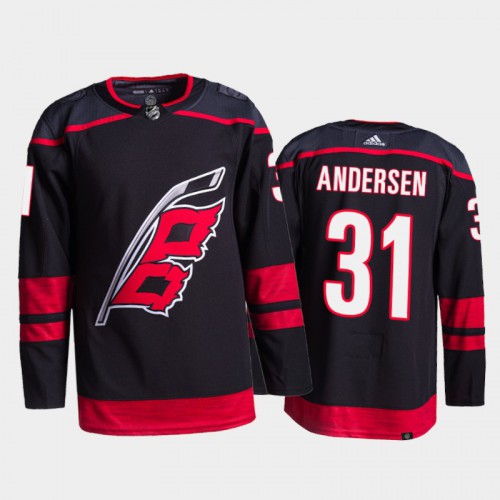 Carolina Hurricanes #31 Frederik Andersen Men's 2021-22 Alternate Authentic Jersey - Black Men's cheap jerseys for sale - CheapJerseys.Shop
