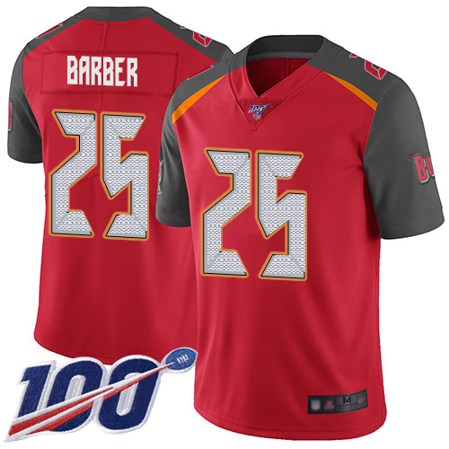 Tampa Bay Buccaneers #25 Peyton Barber Red Team Color Men's Stitched 100th Season Vapor Limited Jersey Men's cheap jerseys for sale - CheapJerseys.Shop