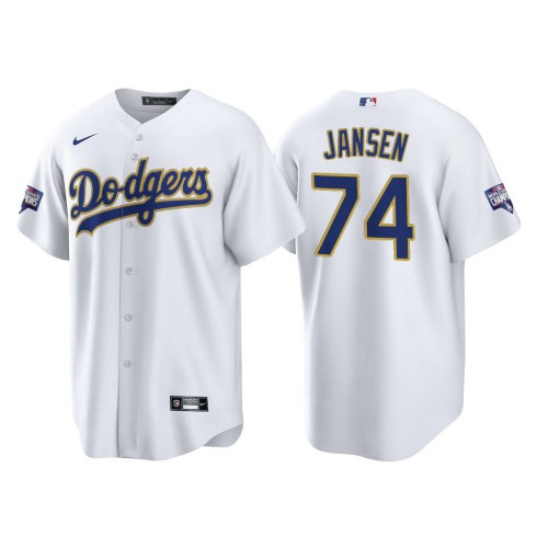 Los Angeles Los Angeles Dodgers #74 Kenley Jansen Men's 2021 Gold Program World Series Champions Jersey Whtie Men's cheap jerseys for sale - CheapJerseys.Shop