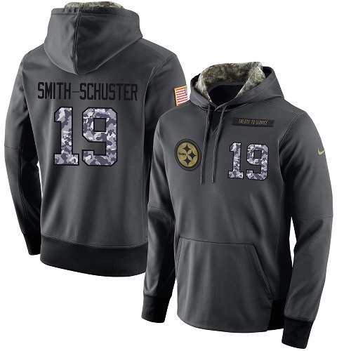 Men's Pittsburgh Steelers #19 JuJu Smith-Schuster Stitched Black Anthracite Salute To Service Player Performance Hoodie cheap jerseys for sale - CheapJerseys.Shop