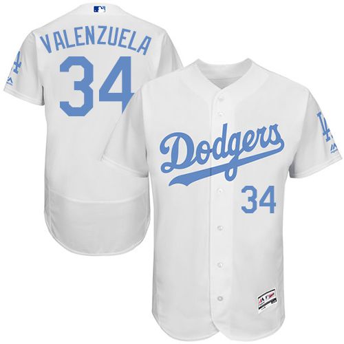 Los Angeles Dodgers #34 Fernando Valenzuela White Flexbase Authentic Collection Father's Day Stitched Jersey Men's cheap jerseys for sale - CheapJerseys.Shop