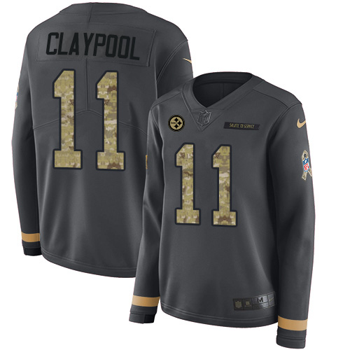 Pittsburgh Steelers #11 Chase Claypool Anthracite Salute to Service Women's Stitched Limited Therma Long Sleeve Jersey Womens cheap jerseys for sale - CheapJerseys.Shop