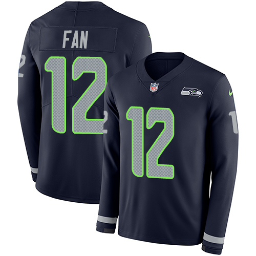 Seahawks #12 Fan Steel Blue Team Color Youth Stitched Limited Therma Long Sleeve Jersey cheap jerseys for sale - CheapJerseys.Shop